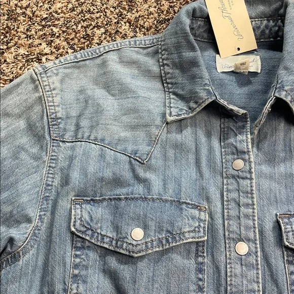 Universal Thread Western Denim Long Sleeve Shirt Dress Size XS Relaxed | NWT - Picture 7 of 11